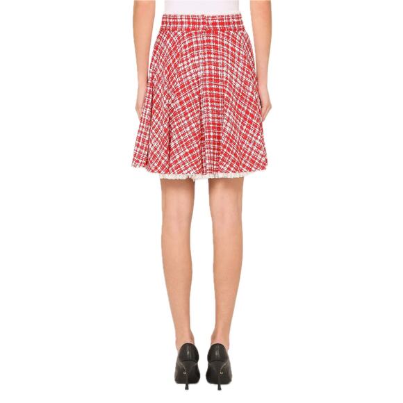 NWT Dolce & Gabbana Red White Tweed Circle Mini Skirt IT 38 US XS - Picture 6 of 12
